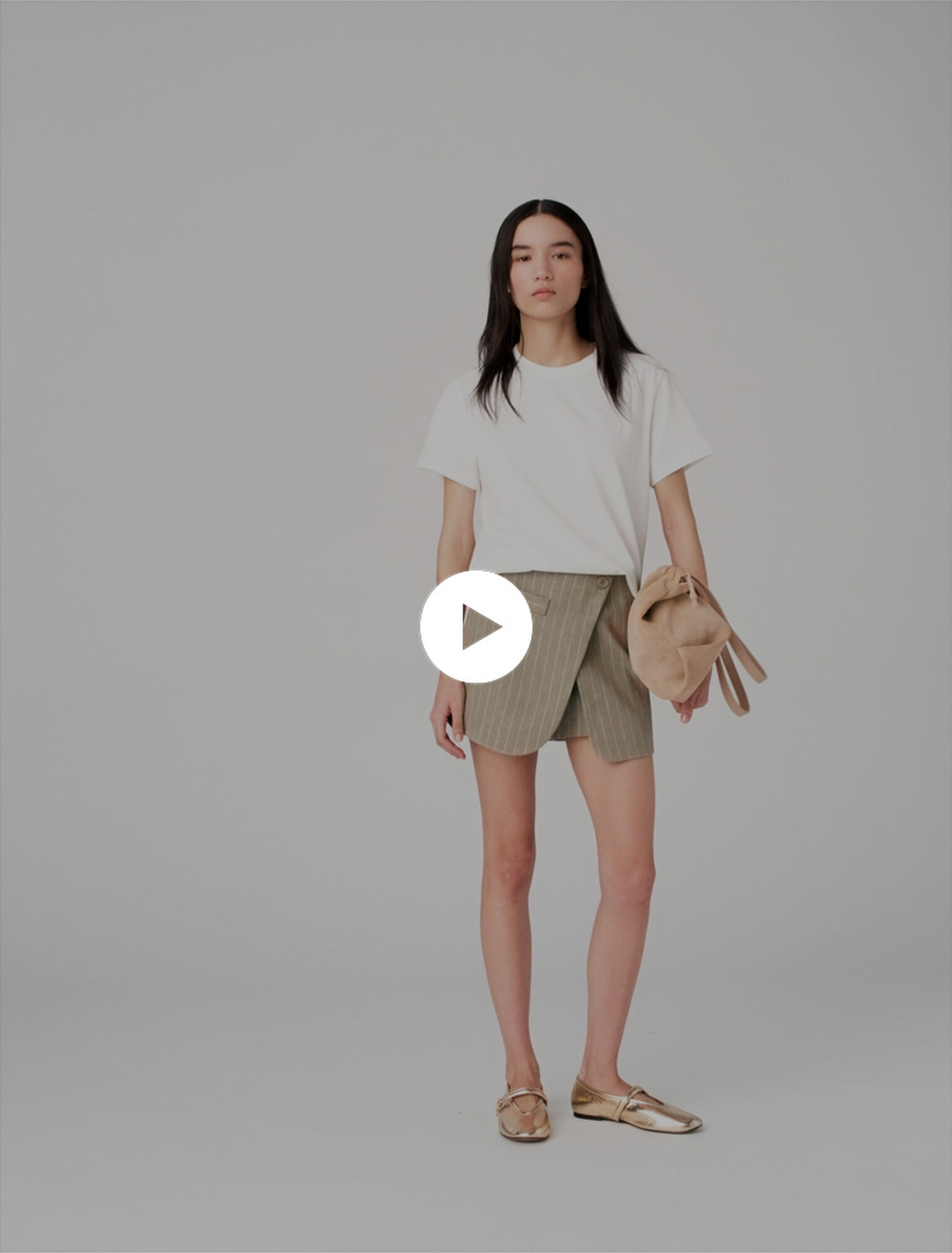 Short trompe l'&oelig;il en lin m&eacute;lang&eacute;