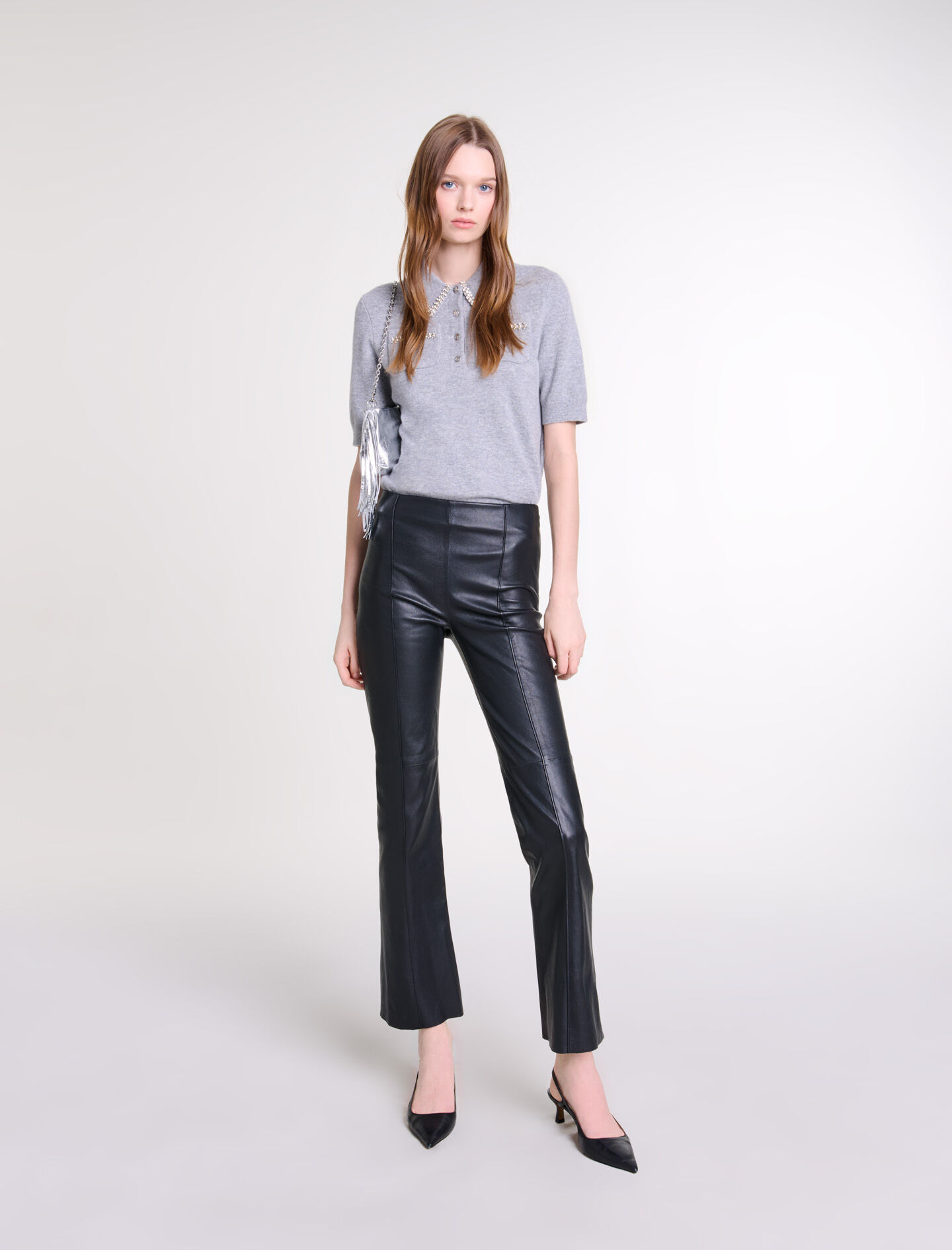 Pantalon cuir maje outlet