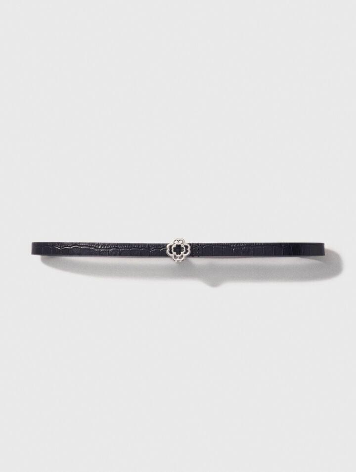 Ceinture fine Clover embossé croco