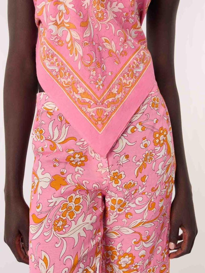 Pantalon en lin imprimé