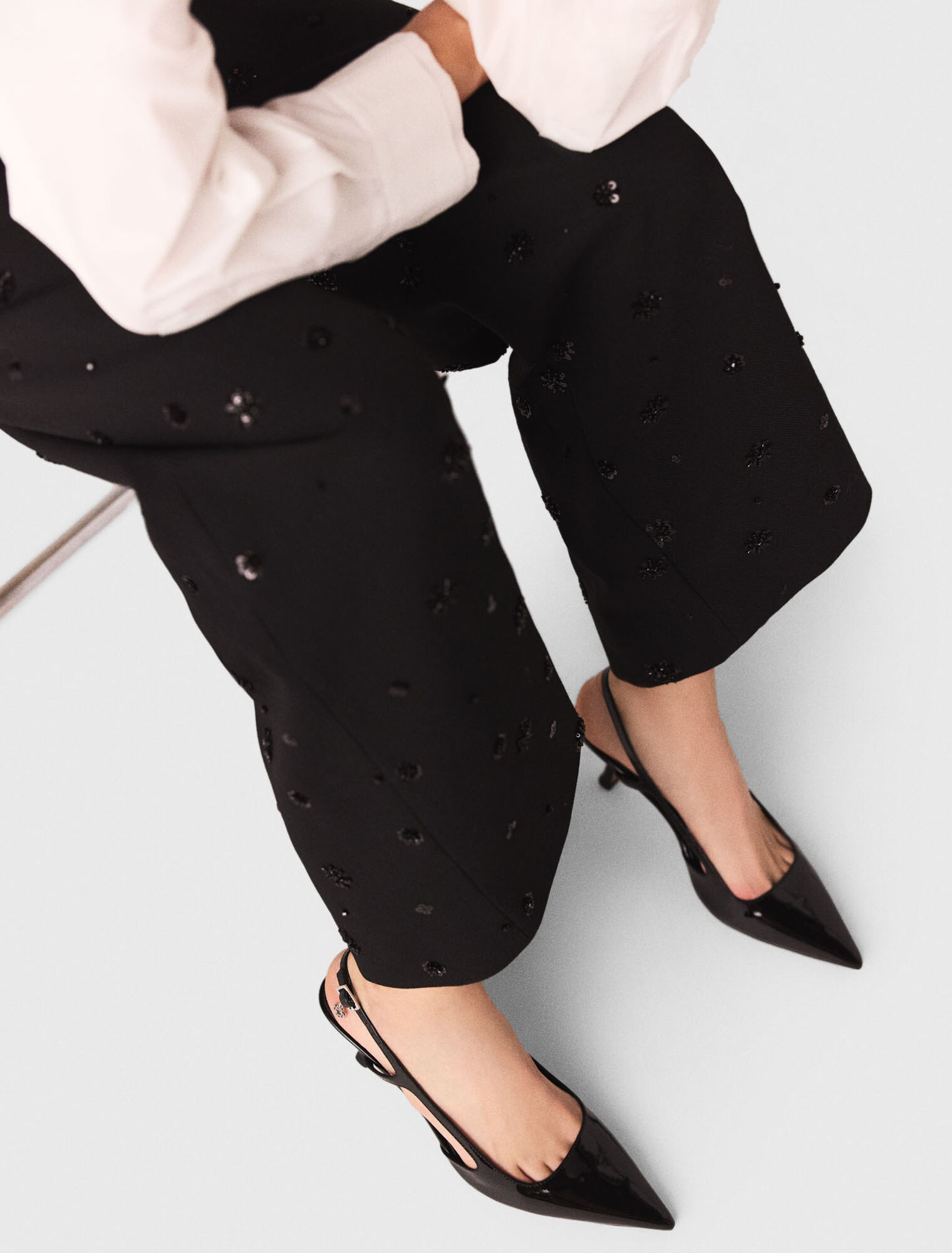Escarpins slingback en cuir vernis