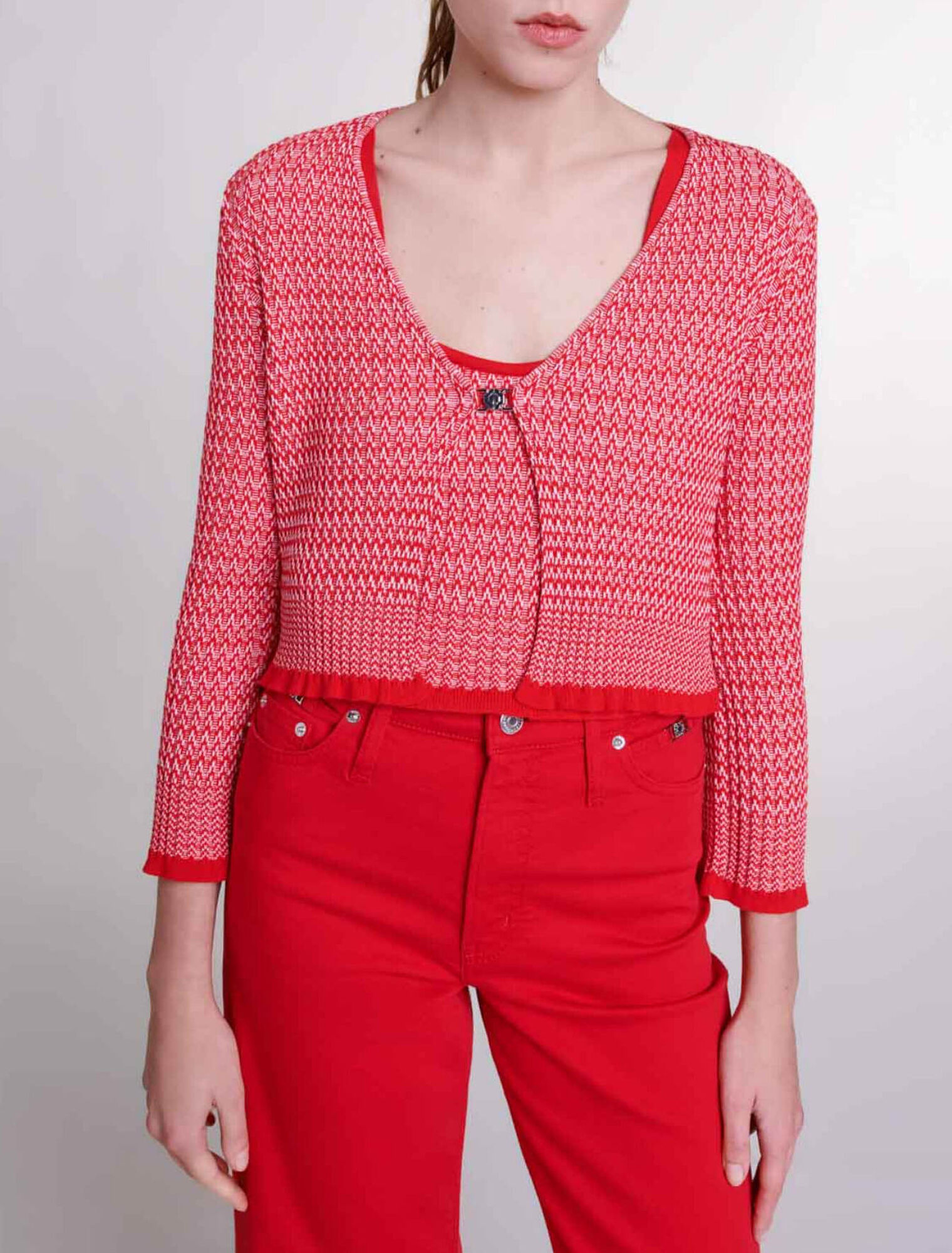 Twin set en maille motifs chevrons