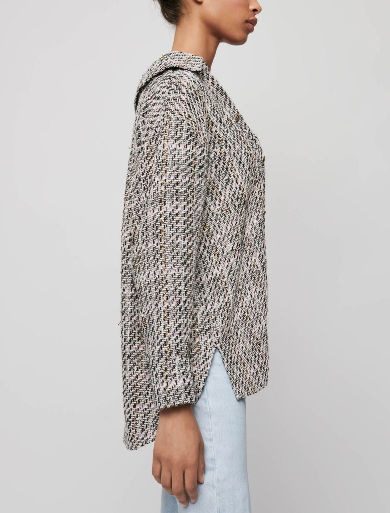 Chemise trompe-l'œil façon tweed