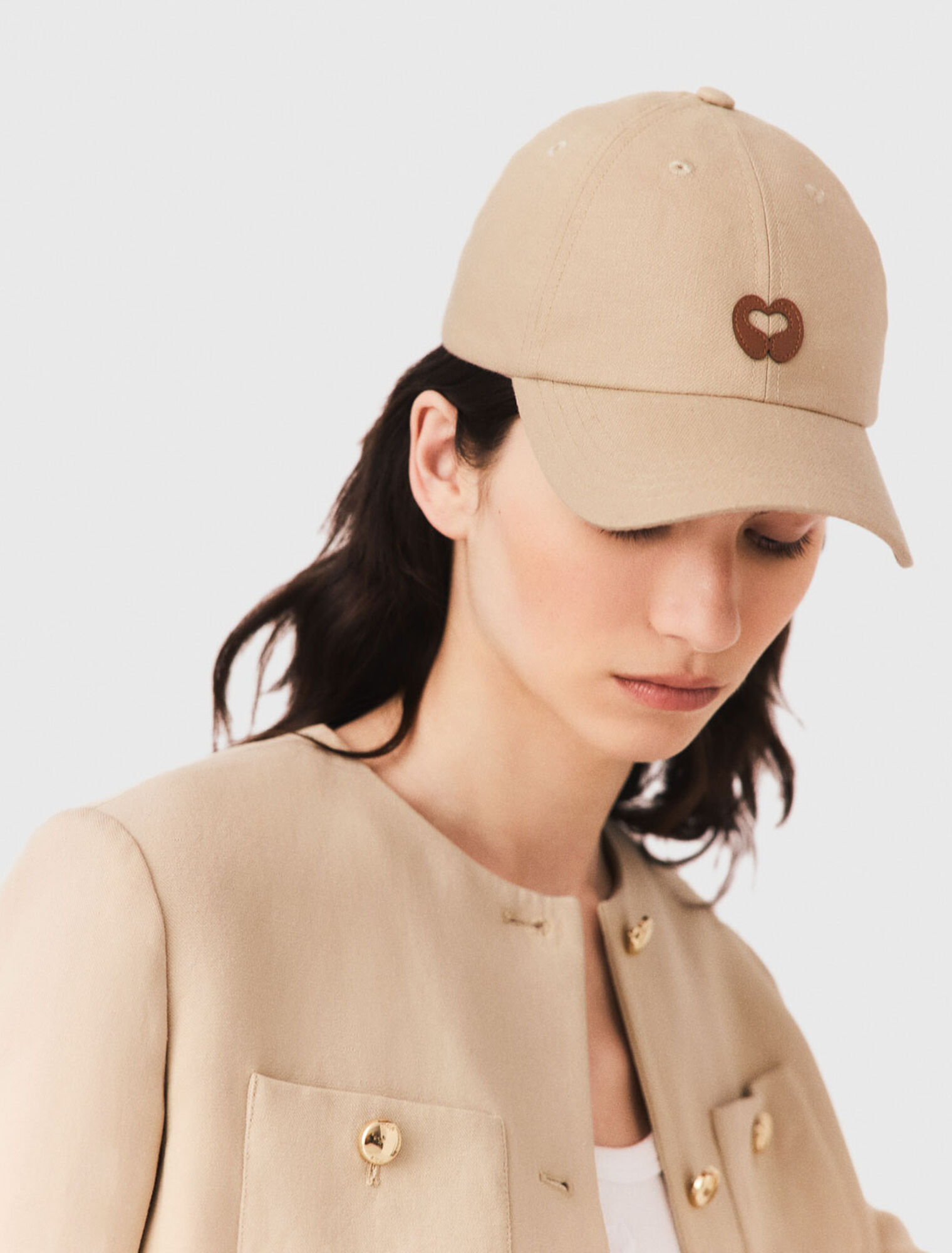 Casquette &agrave; logo en mix de lin