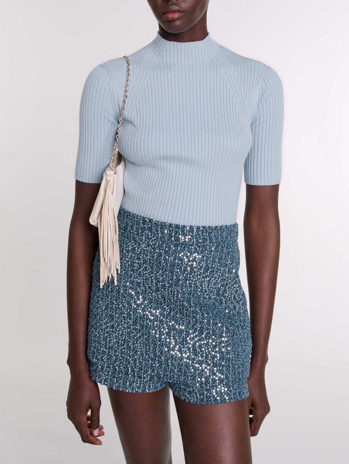 Top en maille c&ocirc;tel&eacute;e