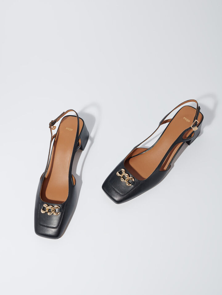 Escarpins à bouts carrés en cuir