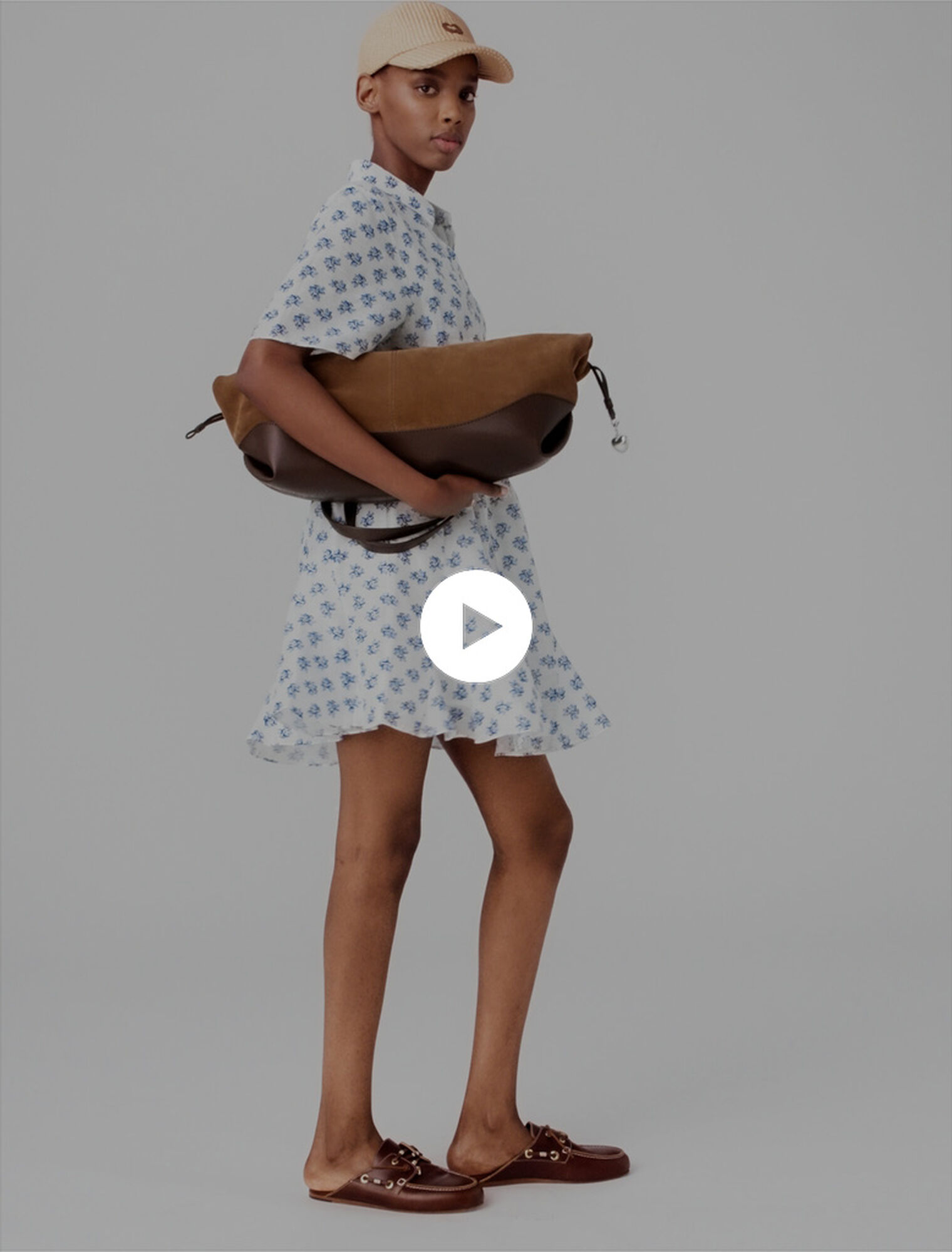 Robe courte imprim&eacute;e en lin m&eacute;lang&eacute;