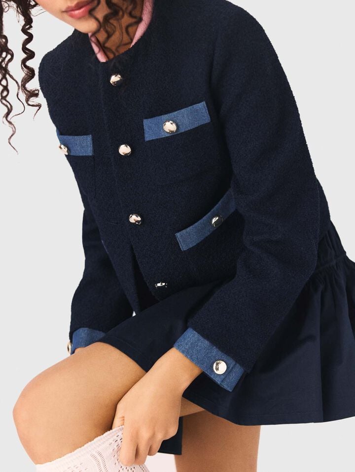 Veste en tweed et galons denim