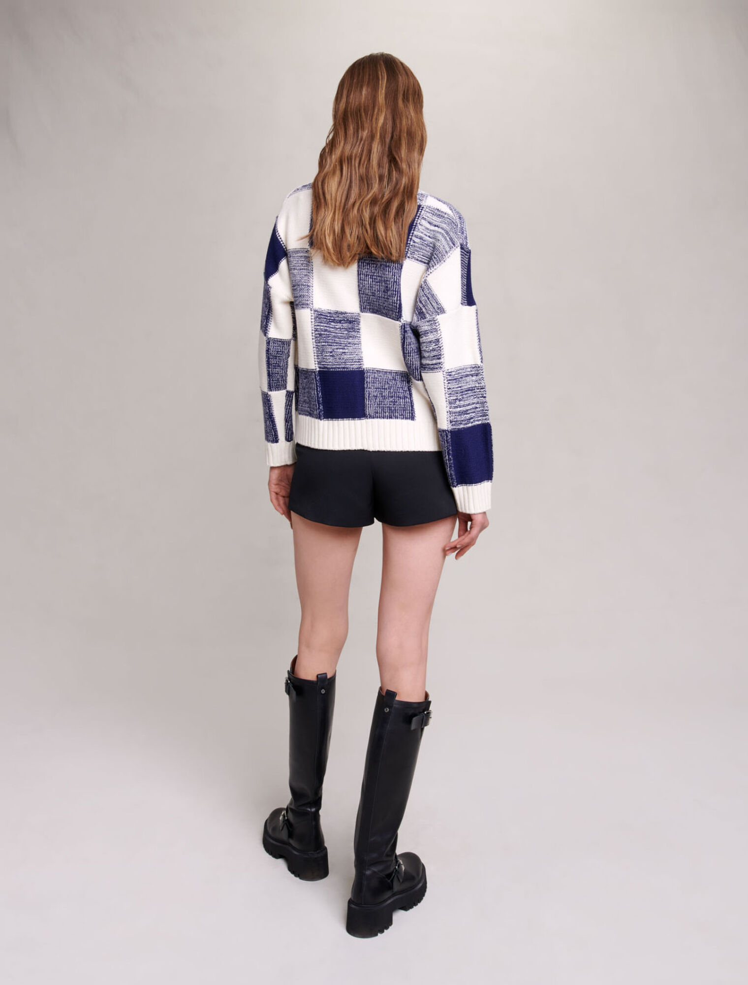 Cardigan en maille à carreaux