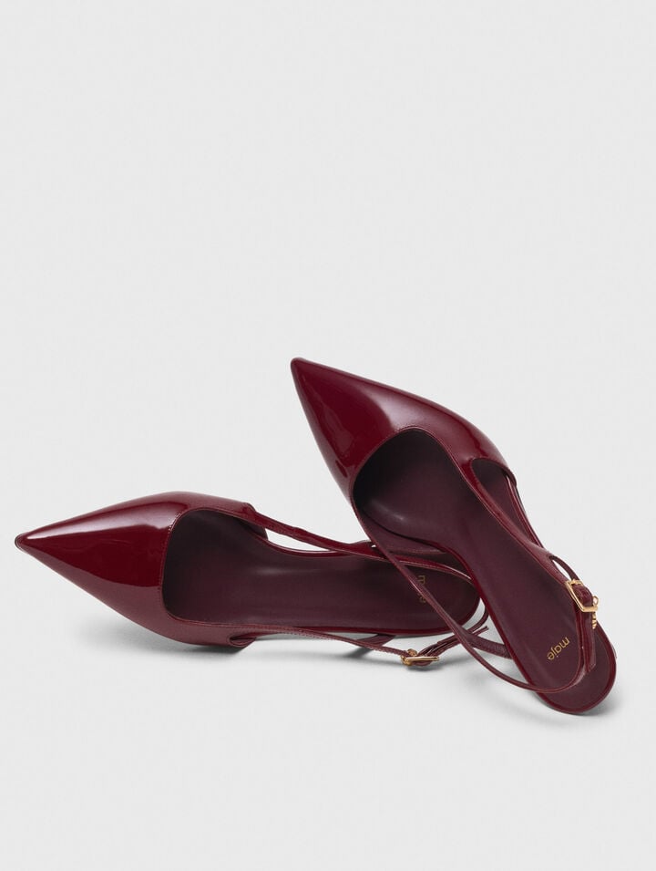 Escarpins slingback en cuir vernis