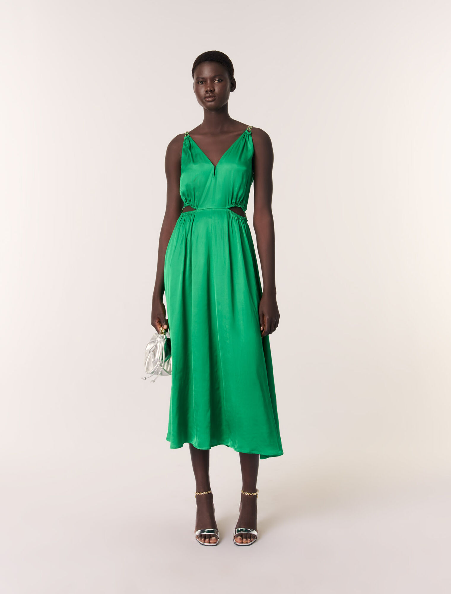 Robe longue satinée