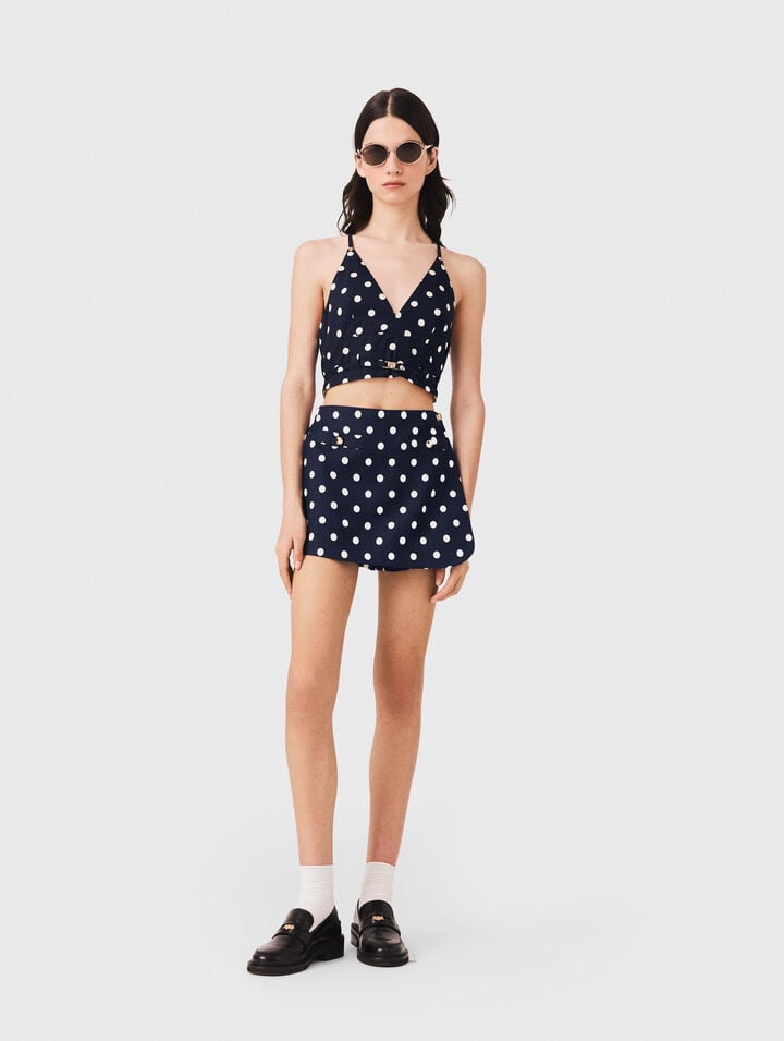 Short trompe l'&oelig;il en lin m&eacute;lang&eacute;