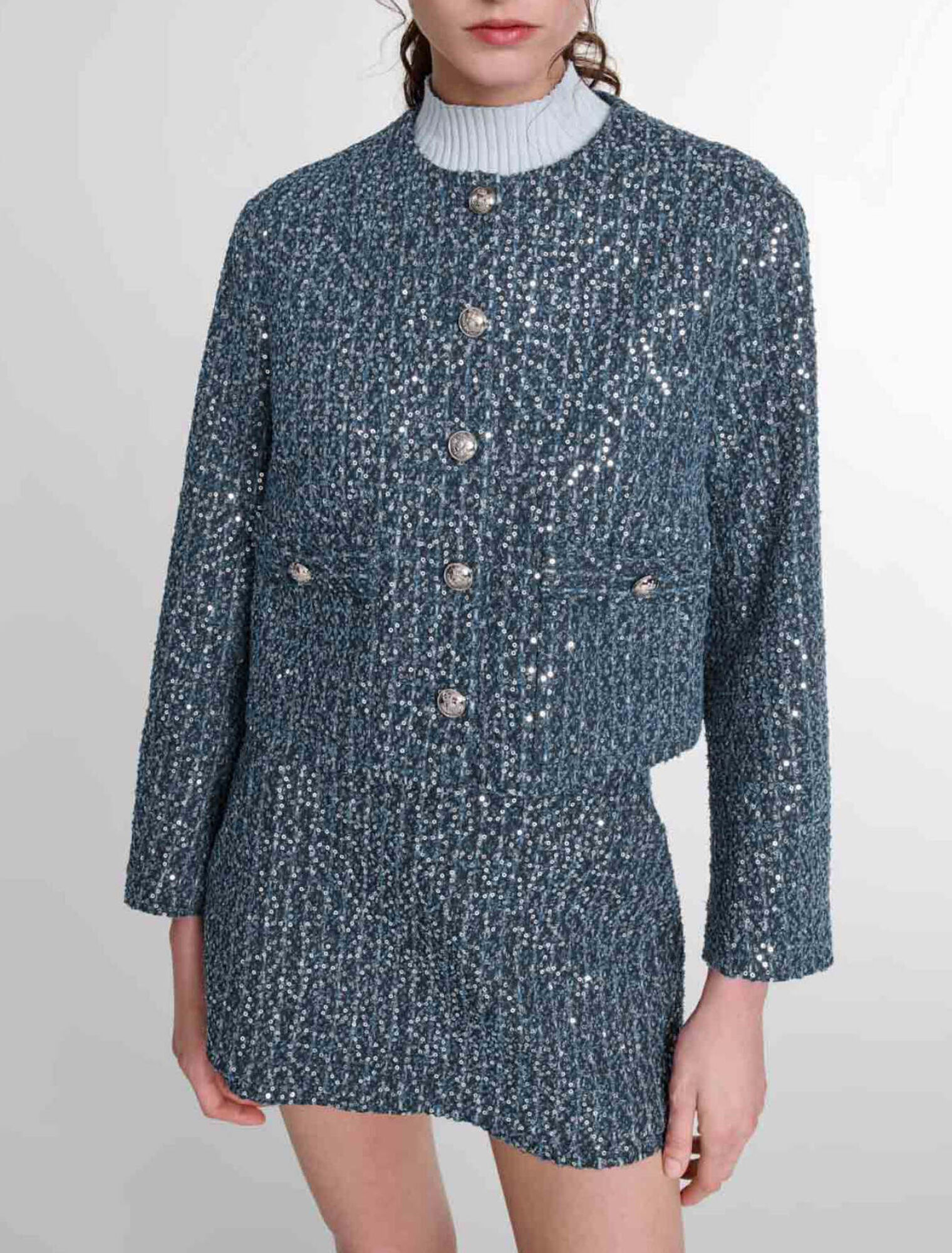 Veste en tweed orn&eacute;e de sequins