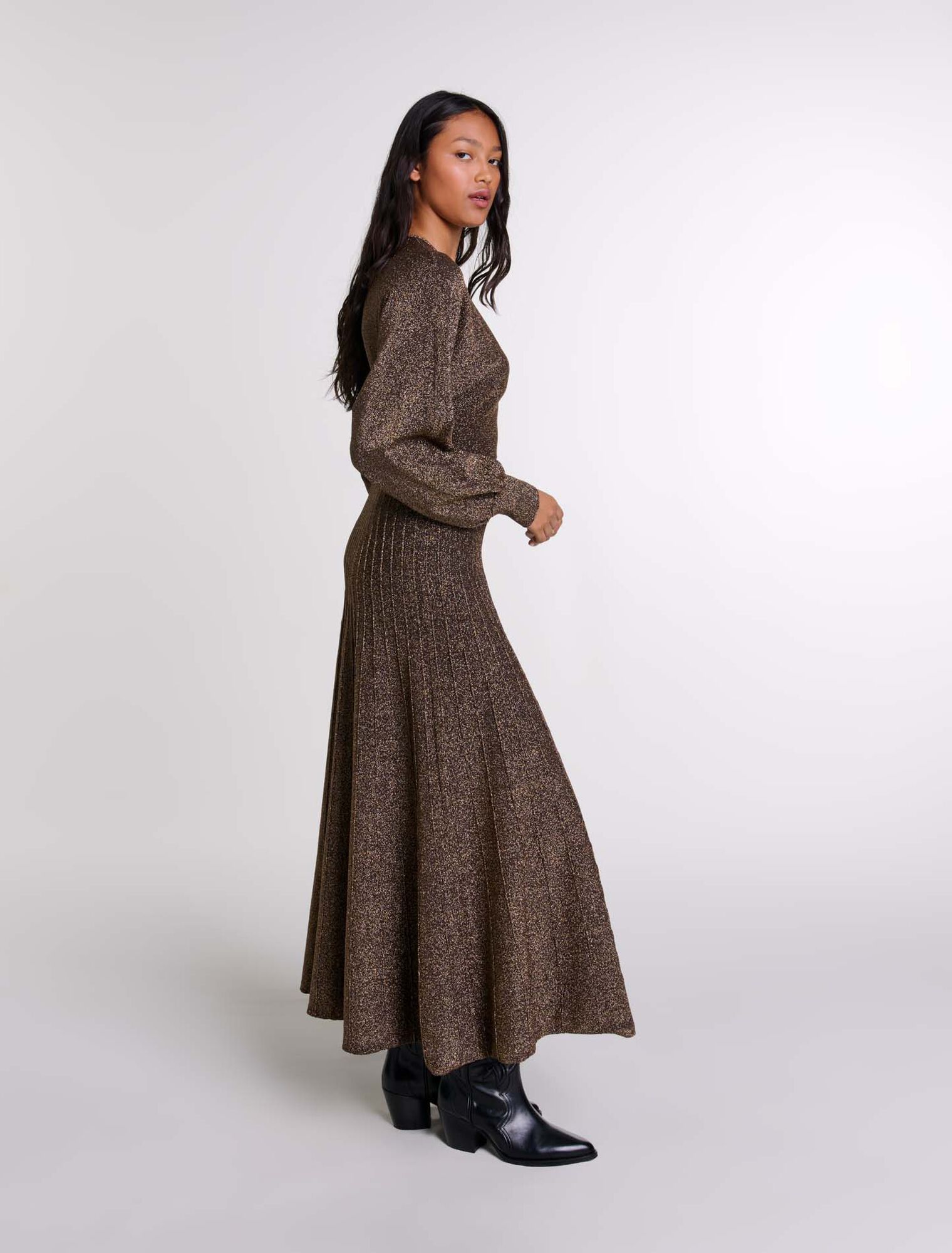 Robe longue en maille brillante