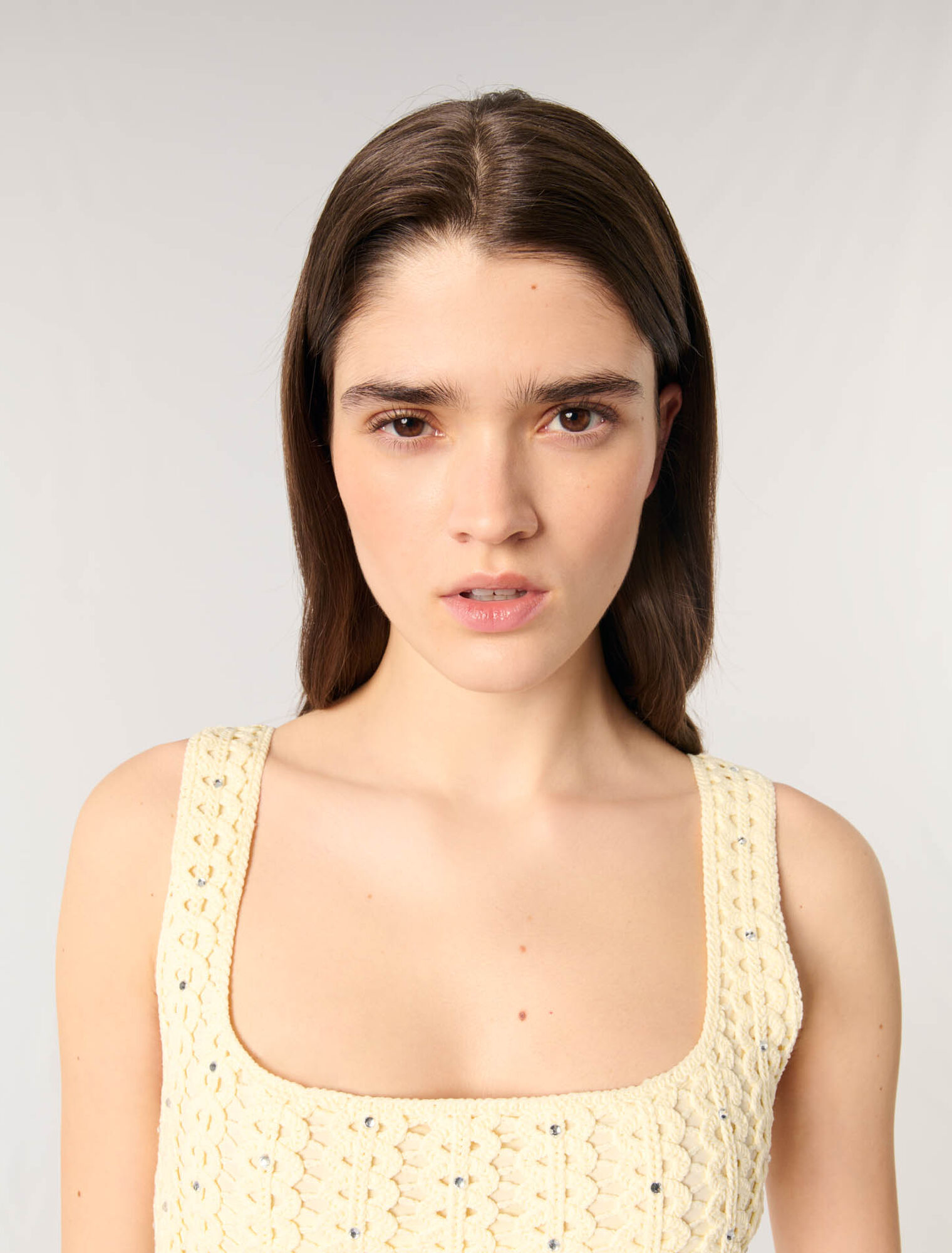 Robe midi en crochet strassé