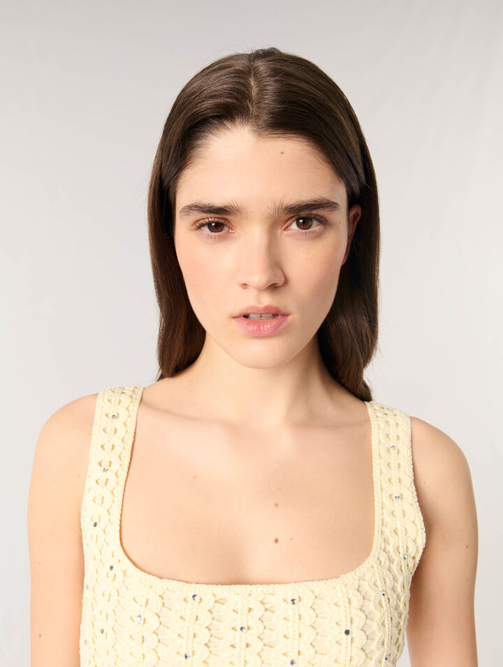 Robe midi en crochet strassé
