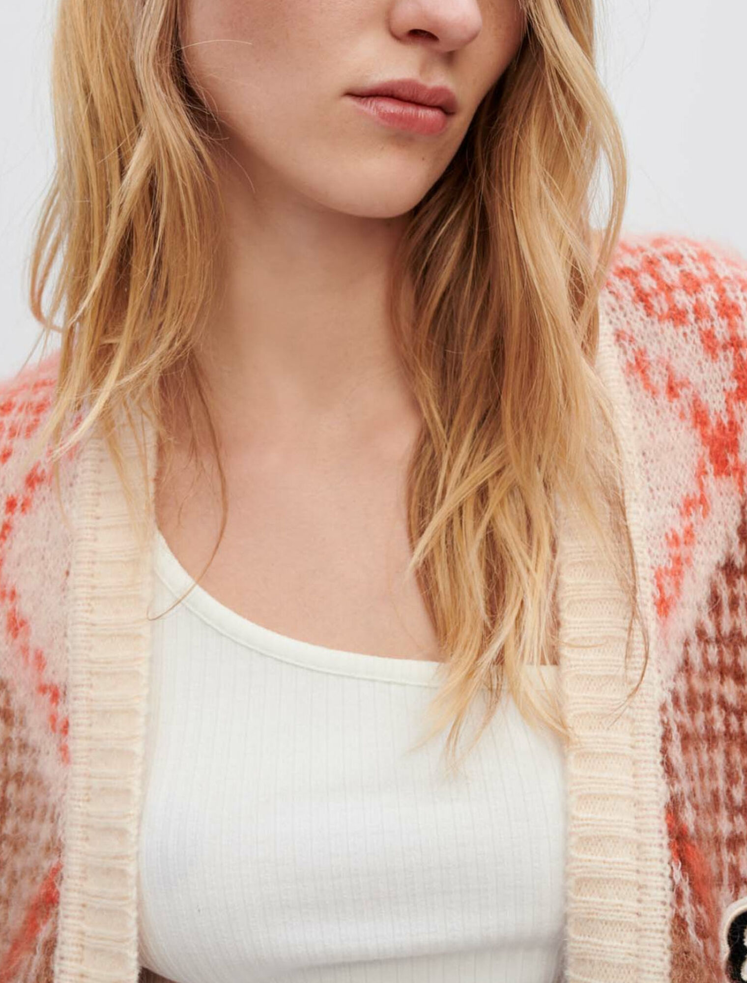 Cardigan fluffy en jacquard losanges