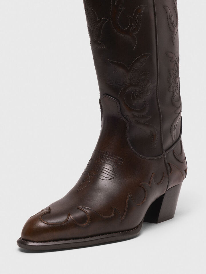 Bottes santiags en cuir