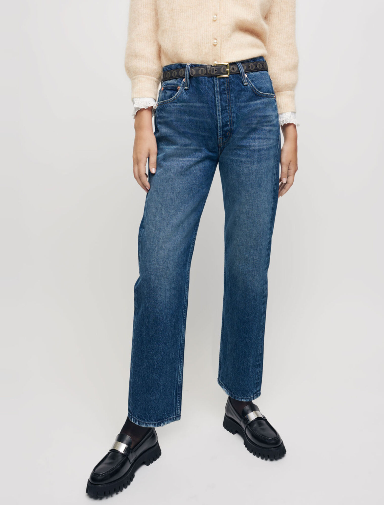 Jean droit taille haute