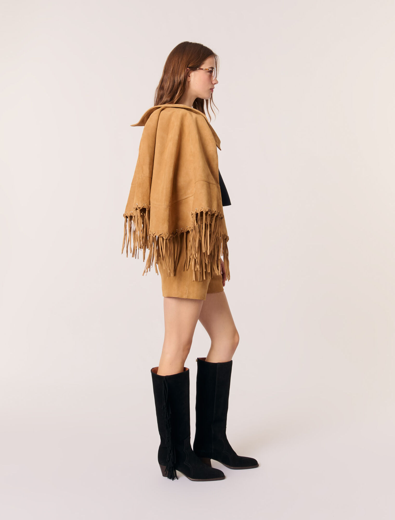 Short à franges en nubuck