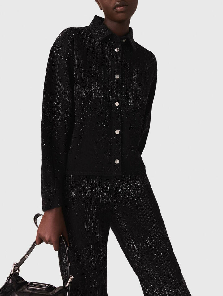 Chemise en denim strass&eacute;e