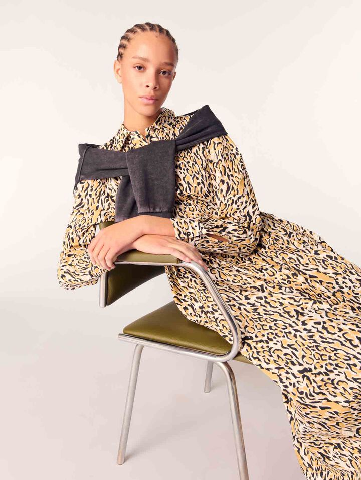 Robe midi imprimé léopard