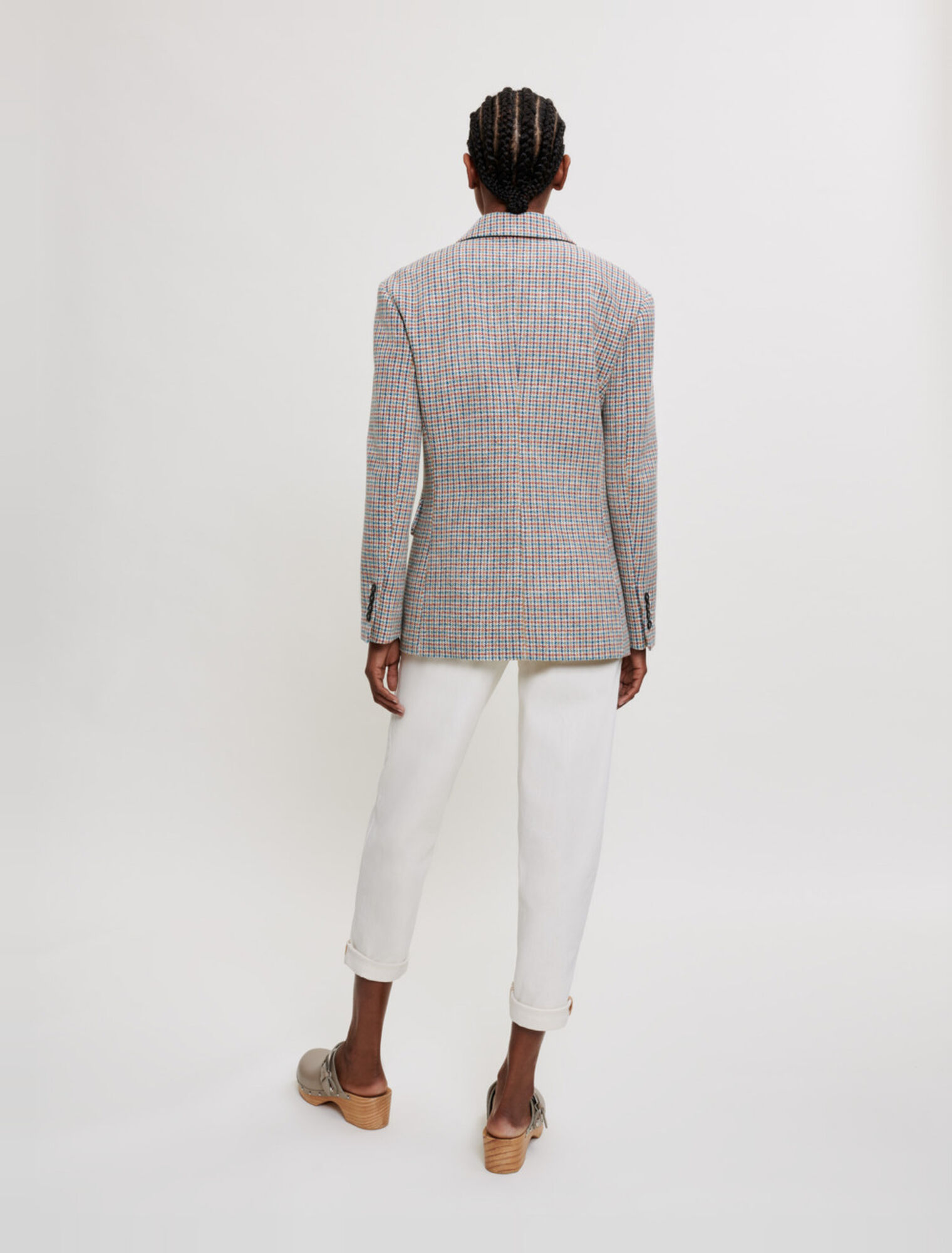 Veste tailleur à motif pied de poule