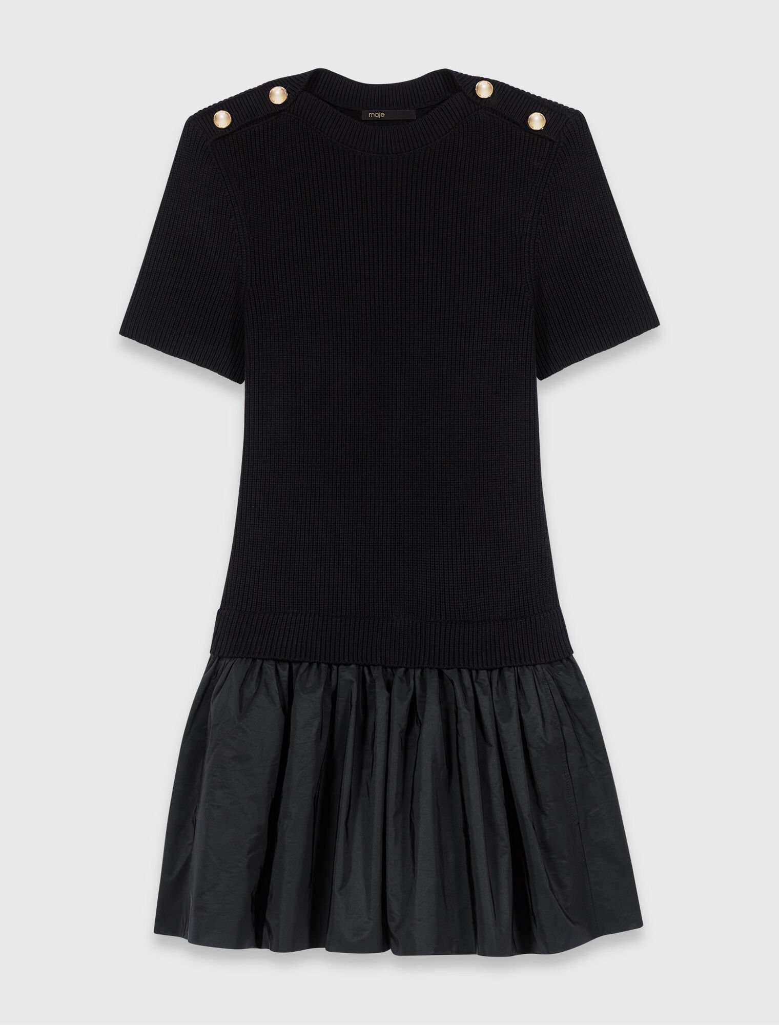 Robe courte en maille et taffetas