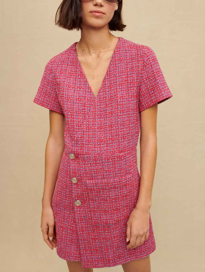 Robe courte en tweed dos ouvert