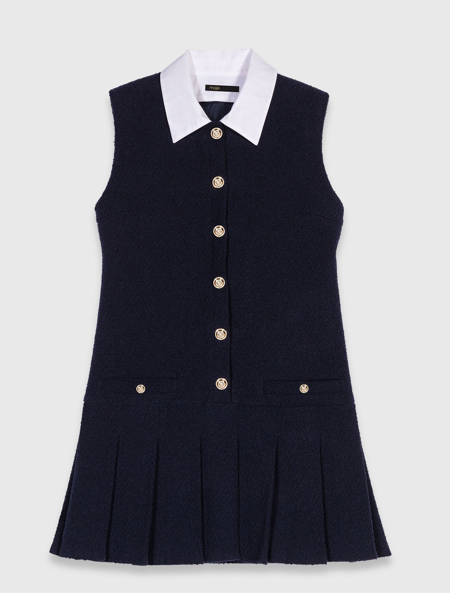 Robe courte en tweed et col amovible