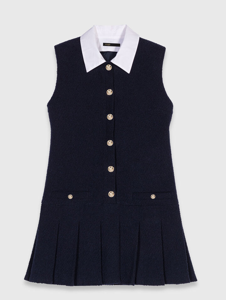 Robe courte en tweed et col amovible