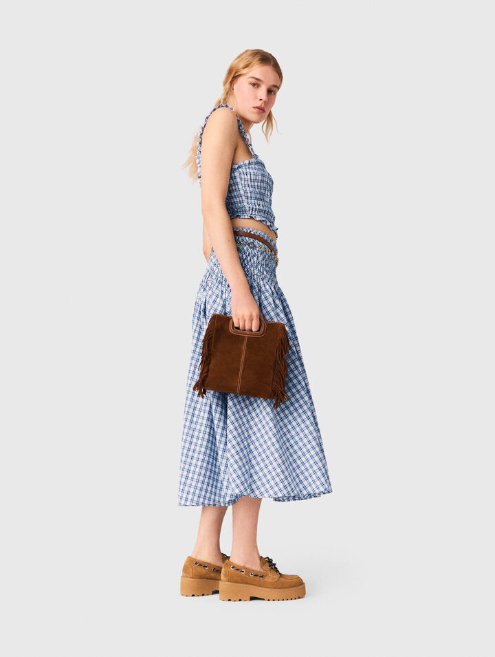 Top smock&eacute; en coton strass&eacute;