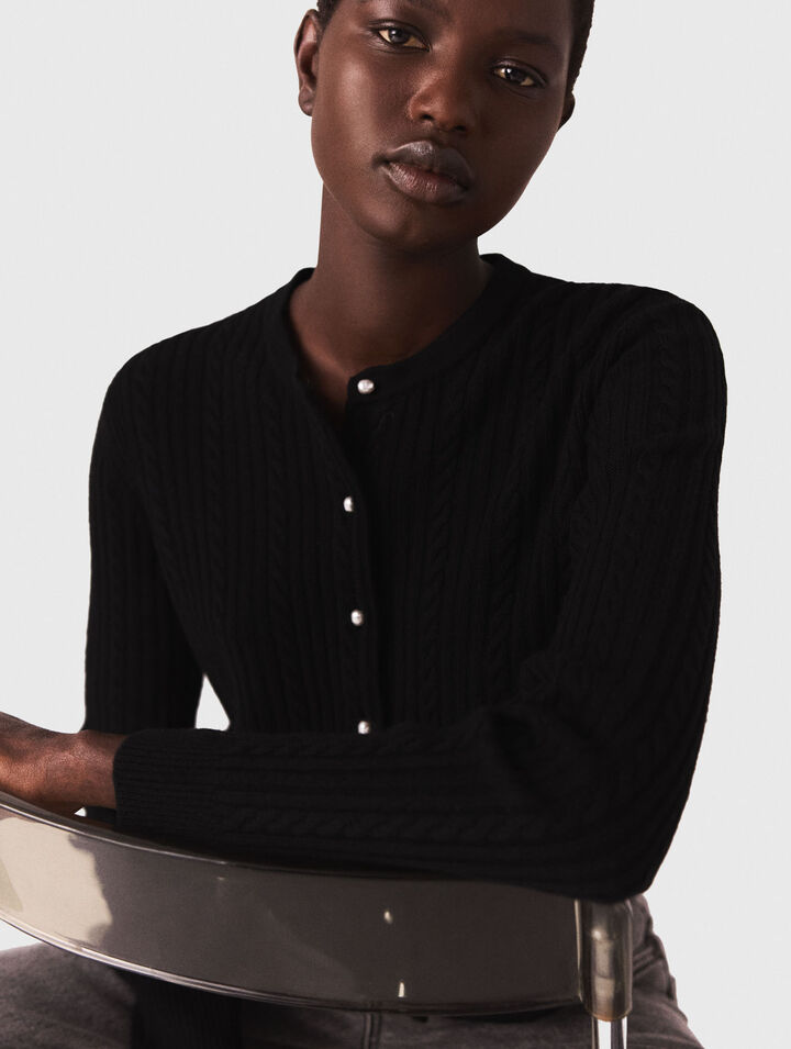 Cardigan avec col perlé amovible