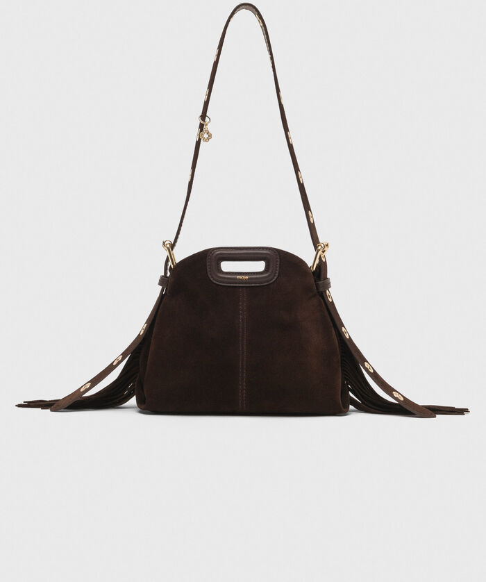 Sac Miss M Mini En Cuir Suède - Marron Fonce - Maje
