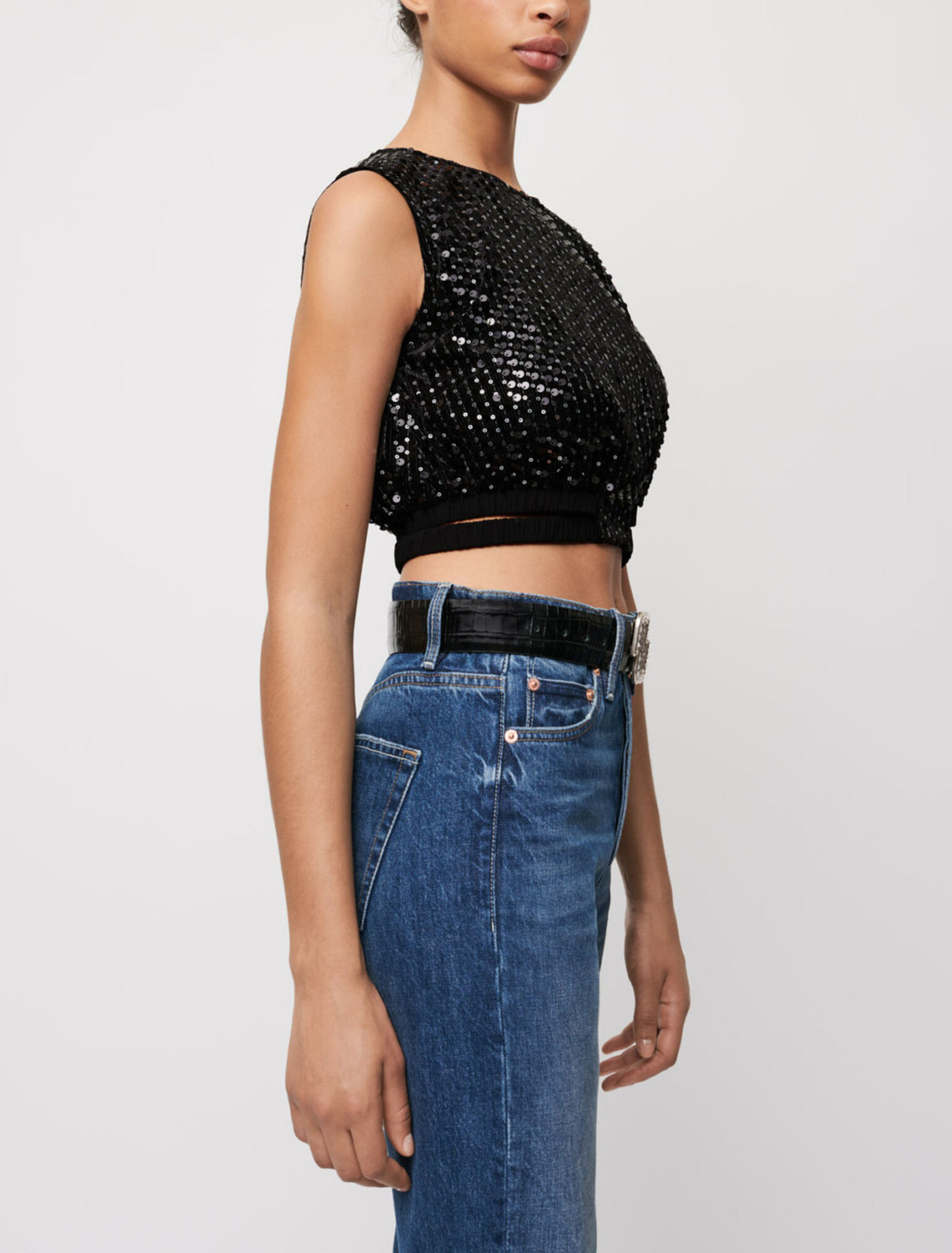 Crop top à sequins