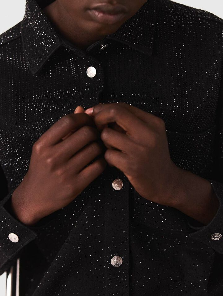 Chemise en denim strass&eacute;e