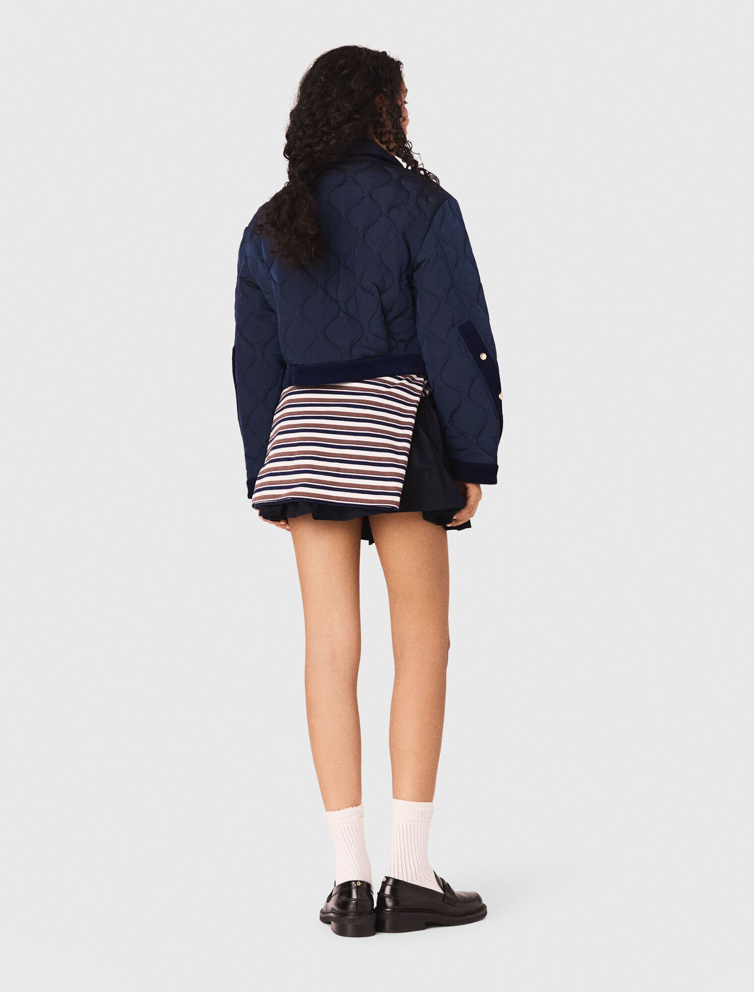 Blouson matelass&eacute; &agrave; d&eacute;tails velours