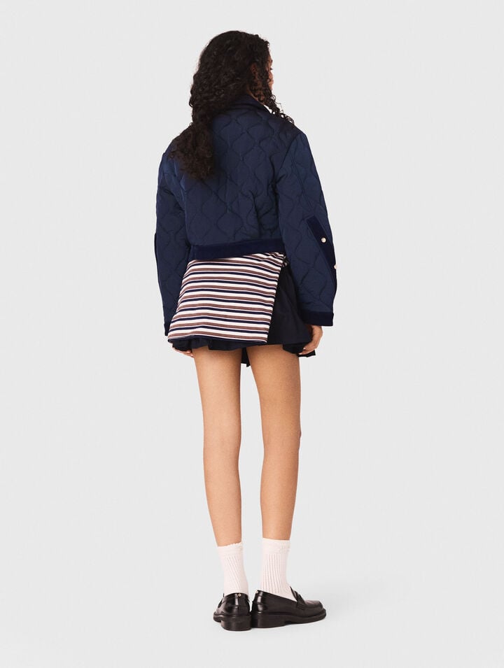 Blouson matelass&eacute; &agrave; d&eacute;tails velours