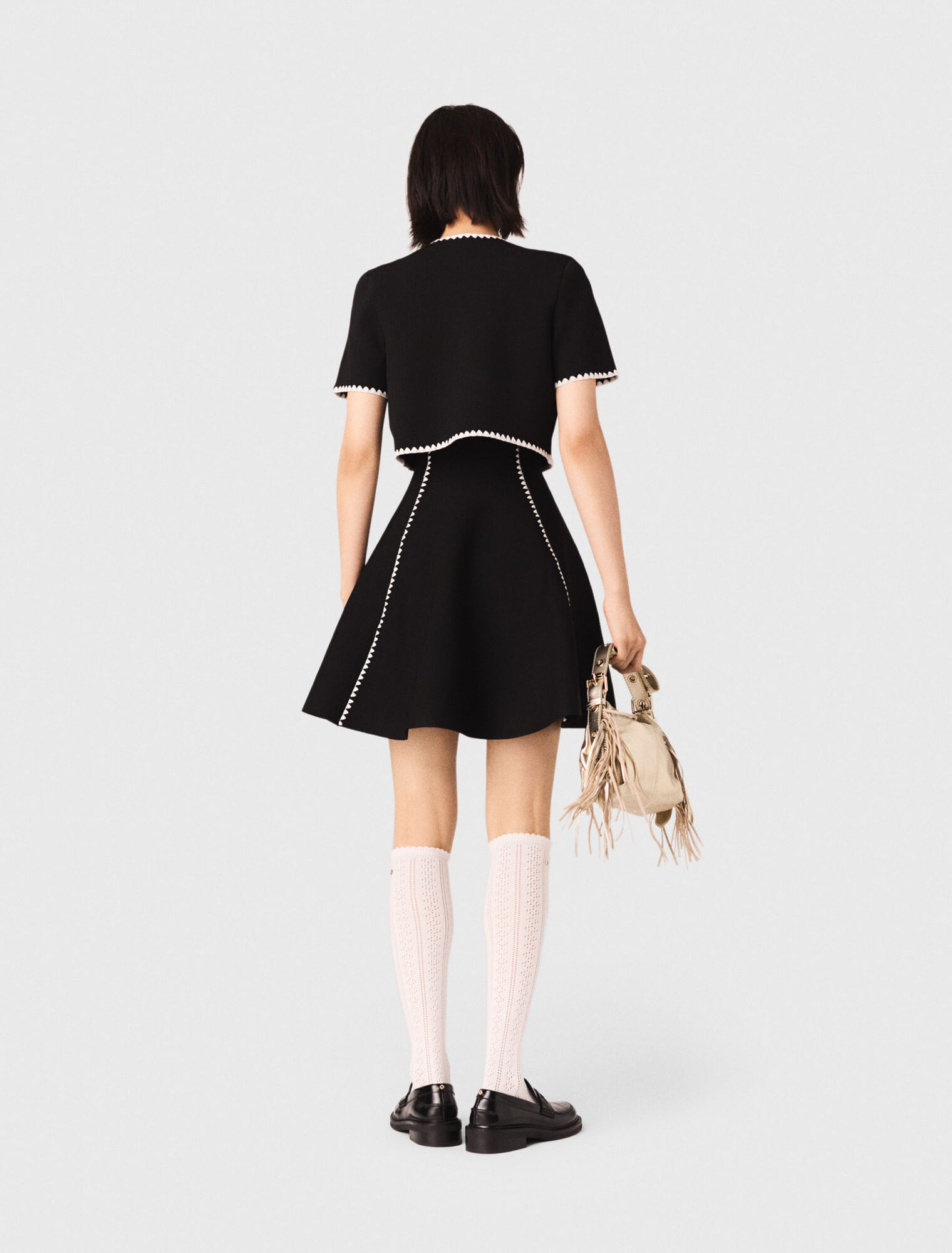 Cardigan court avec surpiqûres