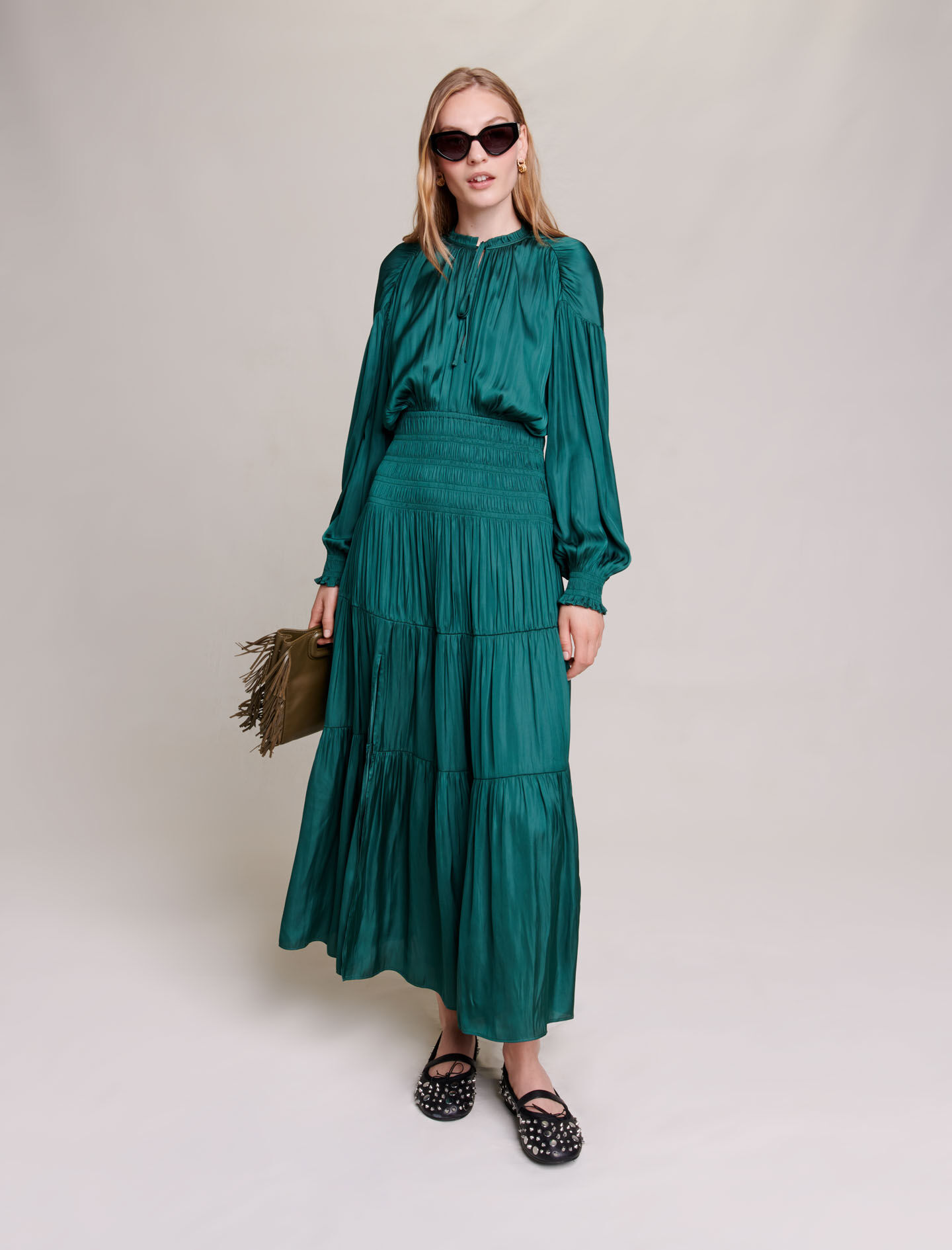 Robe longue en satin Offline Dresses Maje