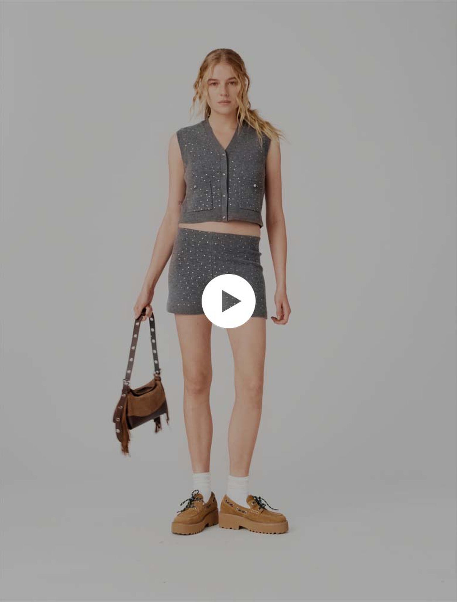 Top en maille &agrave; strass