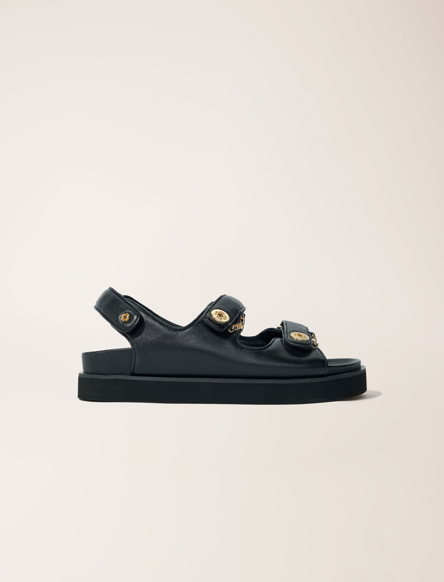 maje Sandales plates en cuir Ecru