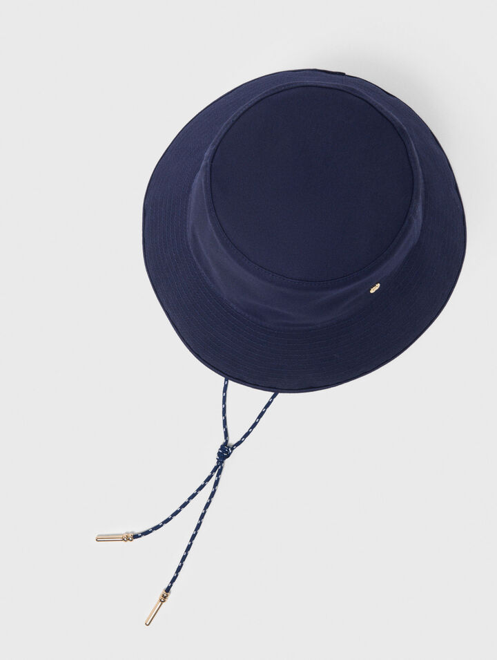 Capeline en coton &agrave; cordons