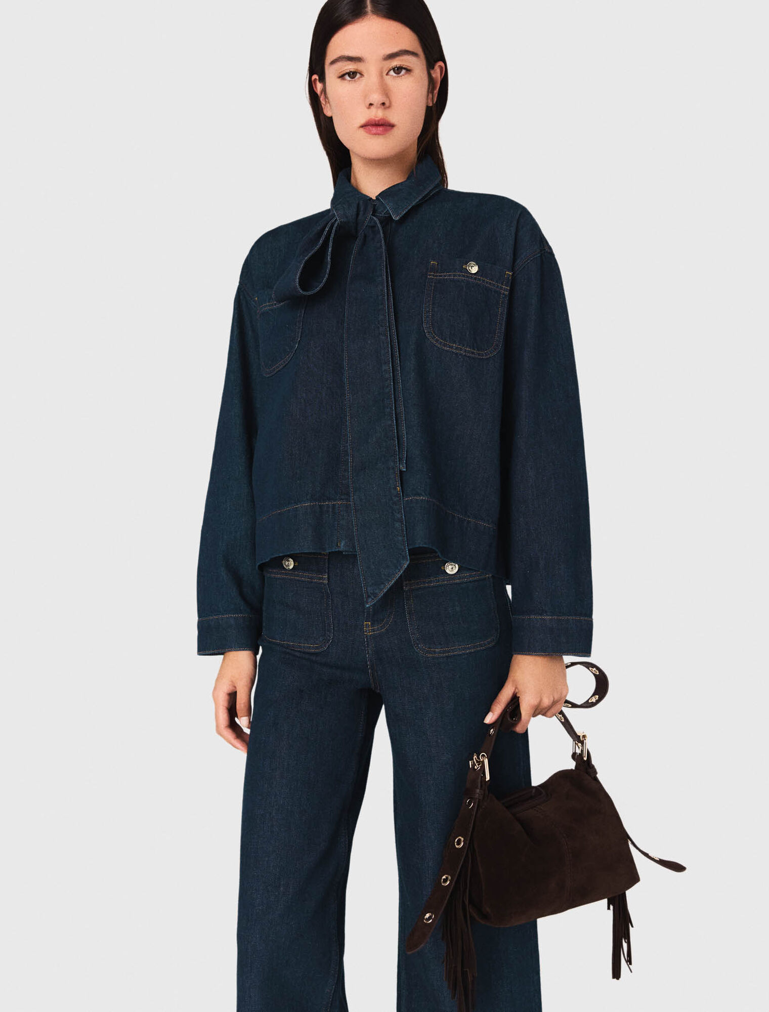 Chemise en denim avec Lavallière