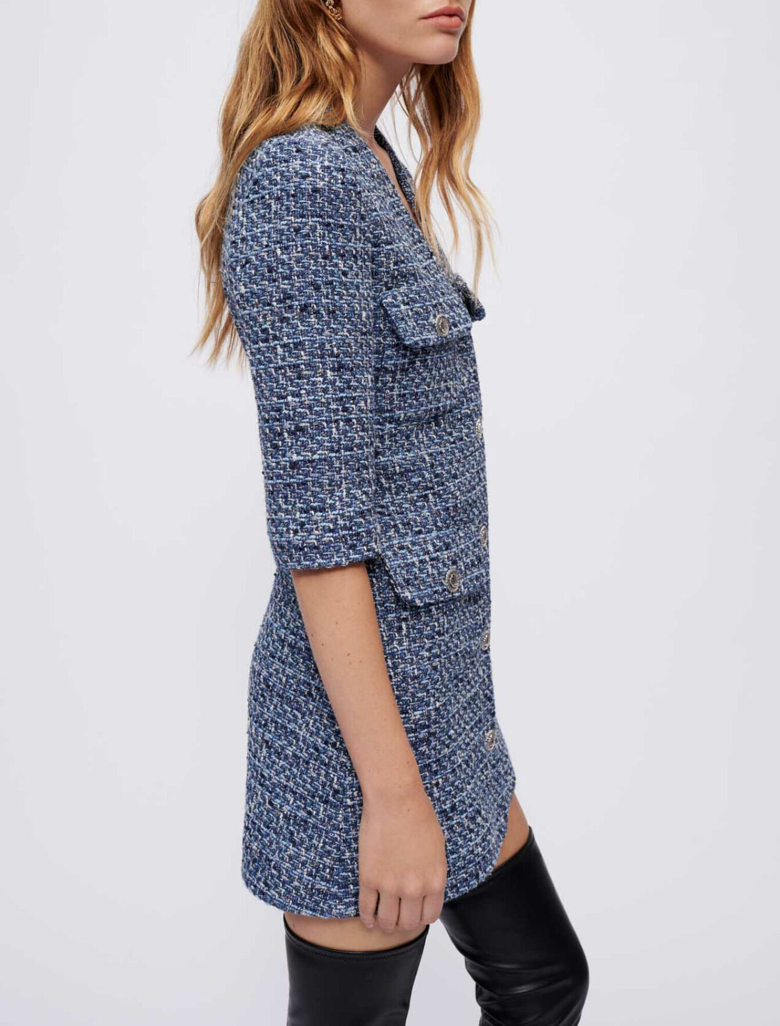 Robe en tweed appuyée à la taille