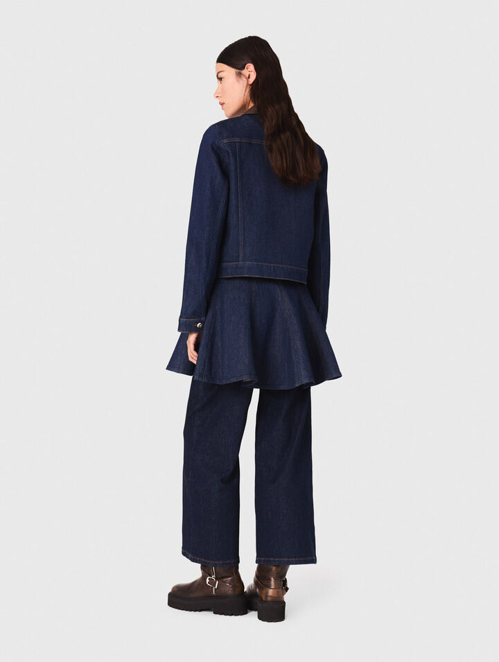 Veste en denim et col en faux cuir