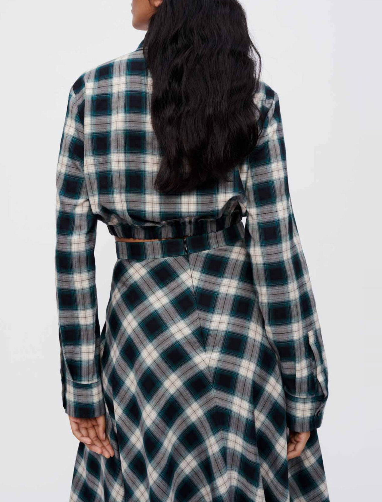 Chemise cropped en coton à carreaux