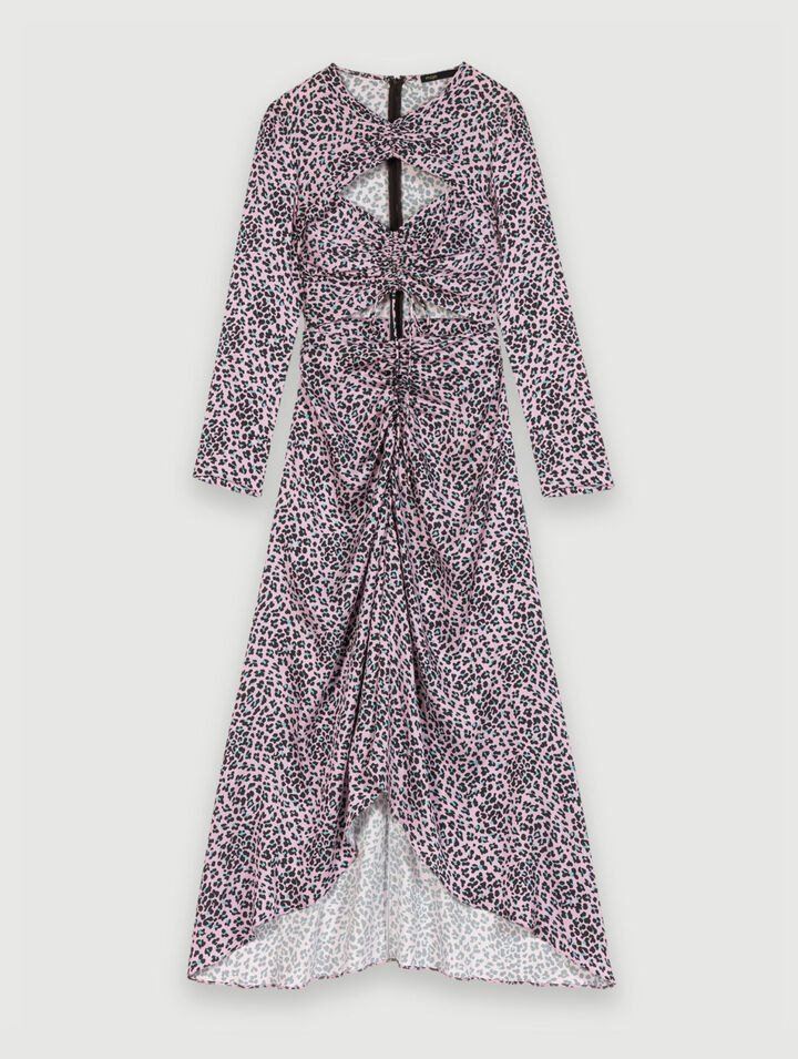Robe longue satinée et ajourée