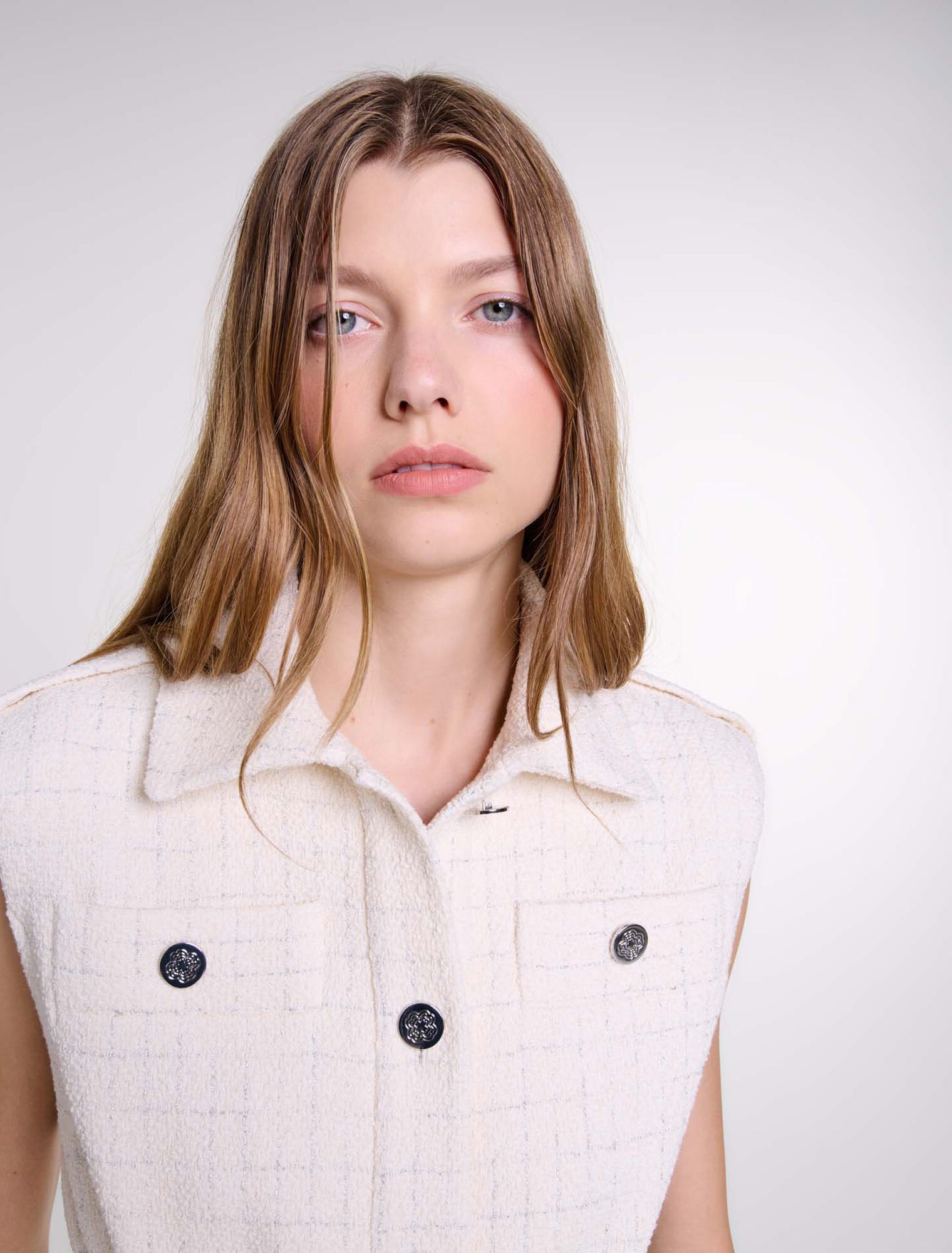 Veste en tweed sans manches