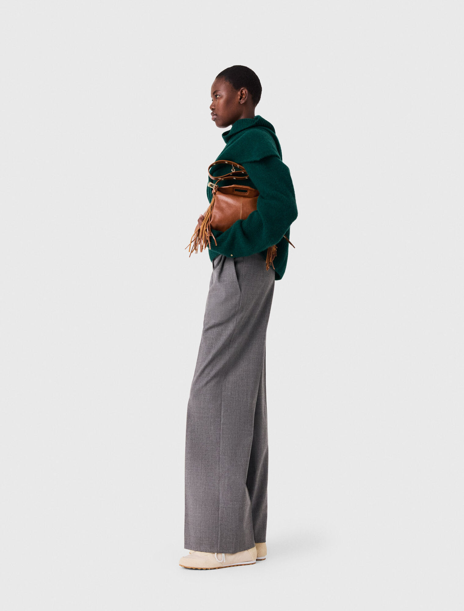 Pantalon tailleur large avec plis